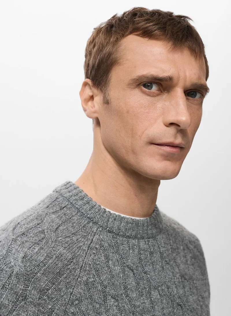 Mango Man Cable-knit sweater