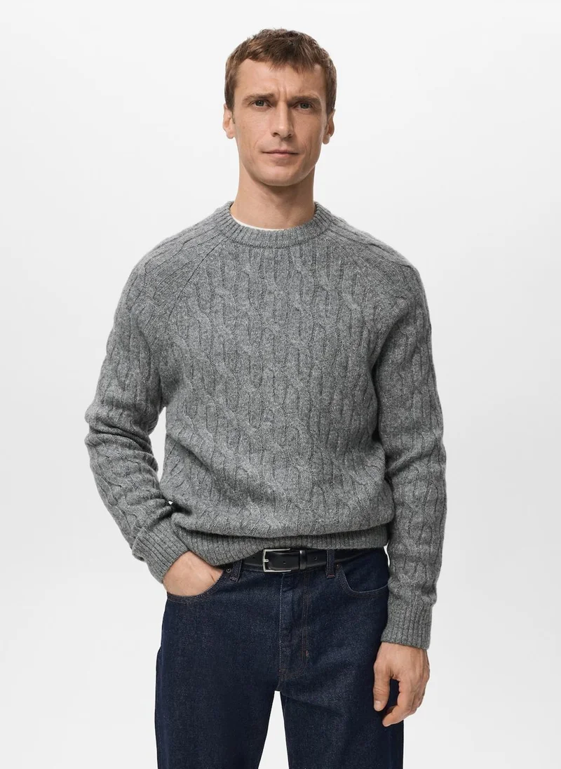 Mango Man Cable-knit sweater