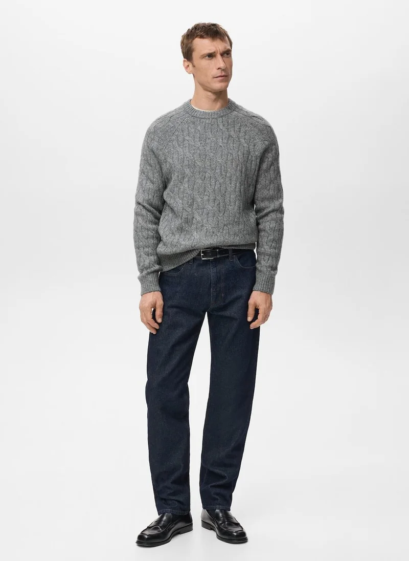 Mango Man Cable-knit sweater