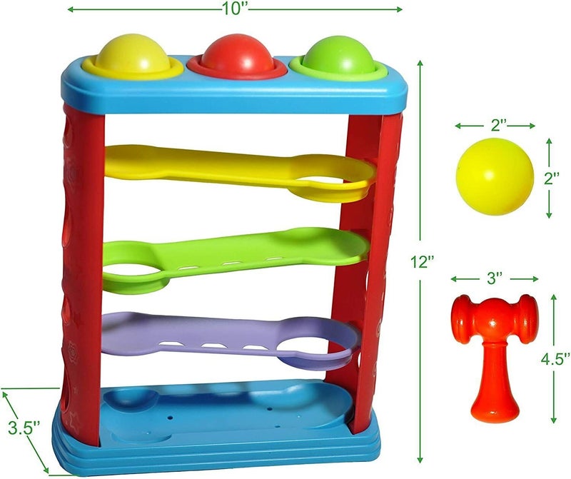 vGRASSP Ramp Tower Race Slope Rolling Hammer Ball Toy Set with 3 Balls 1 Hammer Sharp Edges Free Fun Learning Toy for Kids - Multicolor (Color As Per Stock) - Image 3