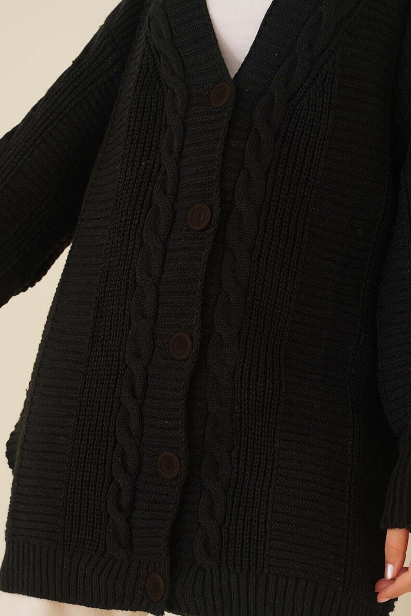 Lugmo Women's Knitwear Front Buttoned Knitted Cardigan Black  - Image 3