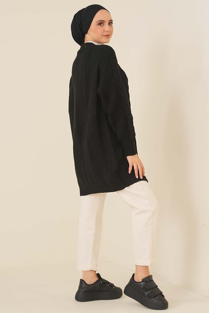 Lugmo Women's Knitwear Front Buttoned Knitted Cardigan Black  - Image 4