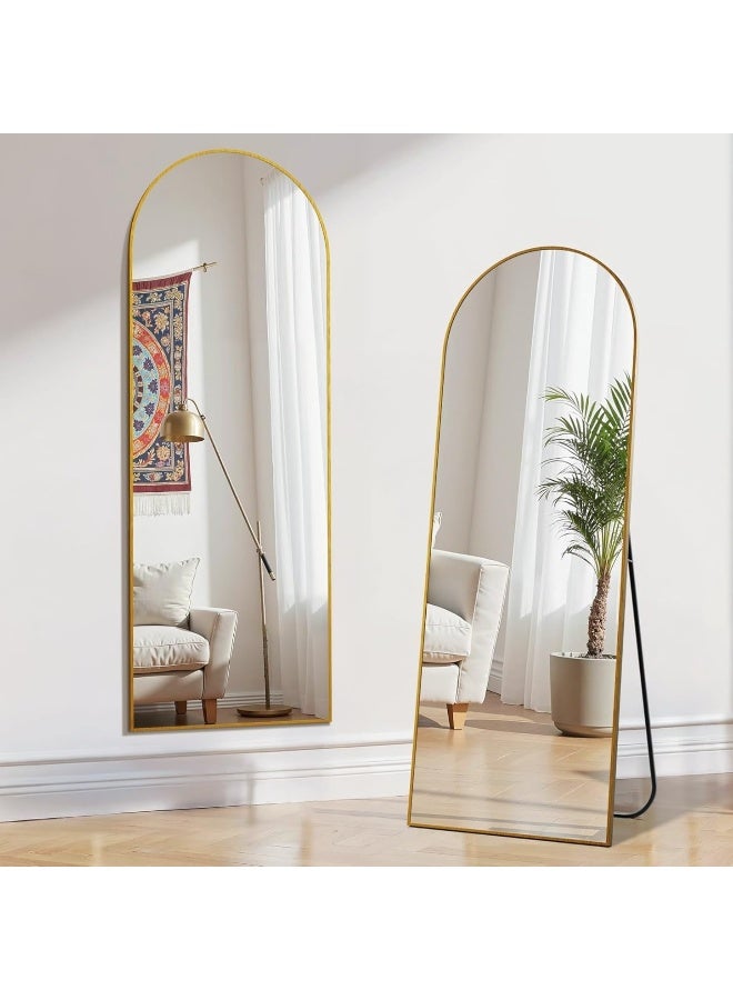 SKY-TOUCH Arched Full Length Mirror 160x40cm, Floor Mirrors Free-Standing Leaning Large Bedroom Dressing Mirror, Wall-Mounted Mirror for Living Room,Bedroom, Gold - Image 1