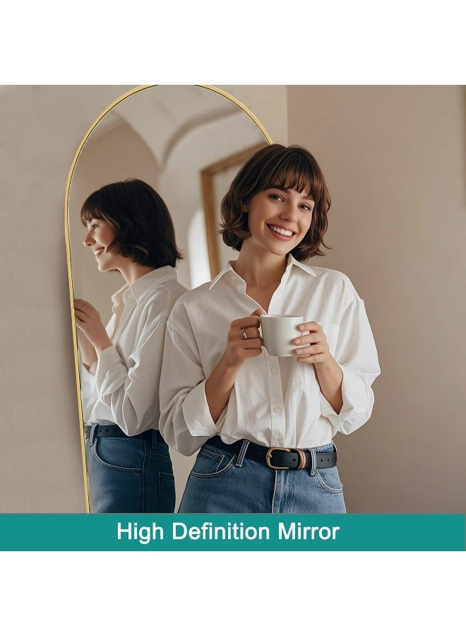 SKY-TOUCH Arched Full Length Mirror 160x40cm, Floor Mirrors Free-Standing Leaning Large Bedroom Dressing Mirror, Wall-Mounted Mirror for Living Room,Bedroom, Gold - Image 4