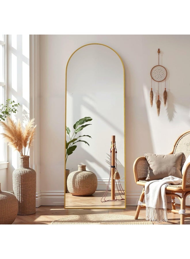 SKY-TOUCH Arched Full Length Mirror 160x40cm, Floor Mirrors Free-Standing Leaning Large Bedroom Dressing Mirror, Wall-Mounted Mirror for Living Room,Bedroom, Gold - Image 5