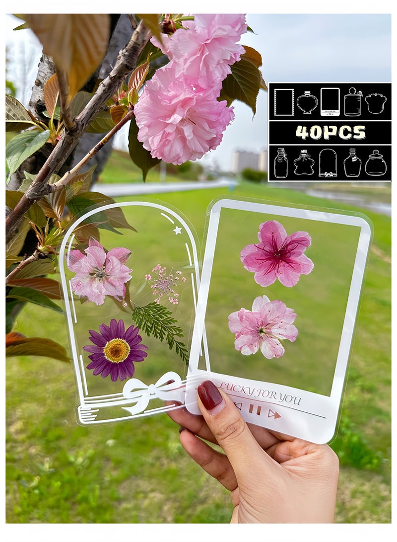 Transparent bottle stickers diy dried flower bookmarks student creative plant embossing children's handmade specimen making film - Image 1