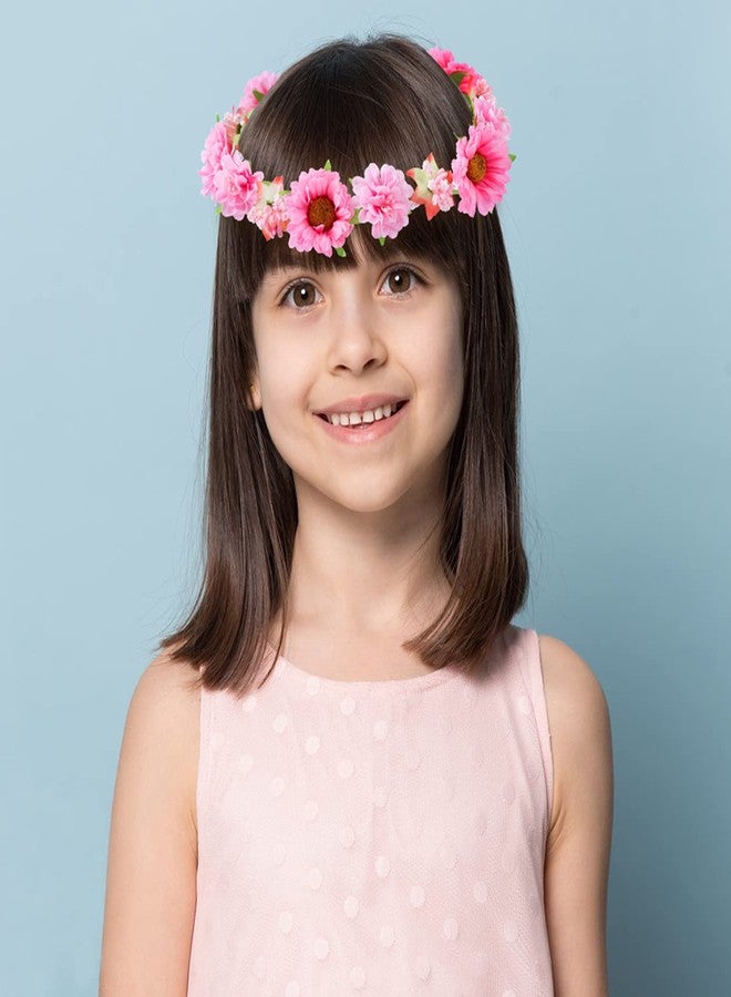 Cinaci 8 Pack Boho Hawaiian Sunflower Daisy Rose Flower Crown Wreath Handmade Adjustable Headbands Tiara Garland Wedding Party Headpiece Accessories for Women Brides Bridemaids Girls Teens - Image 4