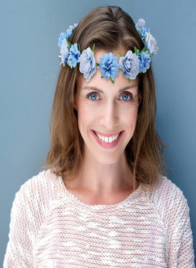 Cinaci 8 Pack Boho Hawaiian Sunflower Daisy Rose Flower Crown Wreath Handmade Adjustable Headbands Tiara Garland Wedding Party Headpiece Accessories for Women Brides Bridemaids Girls Teens - Image 2