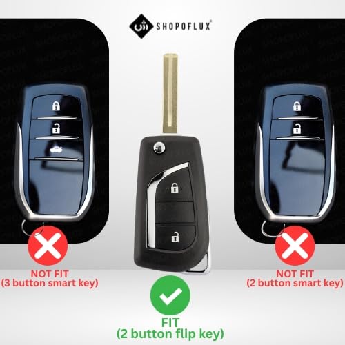 SHOPOFLUX Metal Key Cover Compatible with Toyota Innova Crysta | Corolla Altis 2 Button Flip Key (Pack of 2) - Image 2