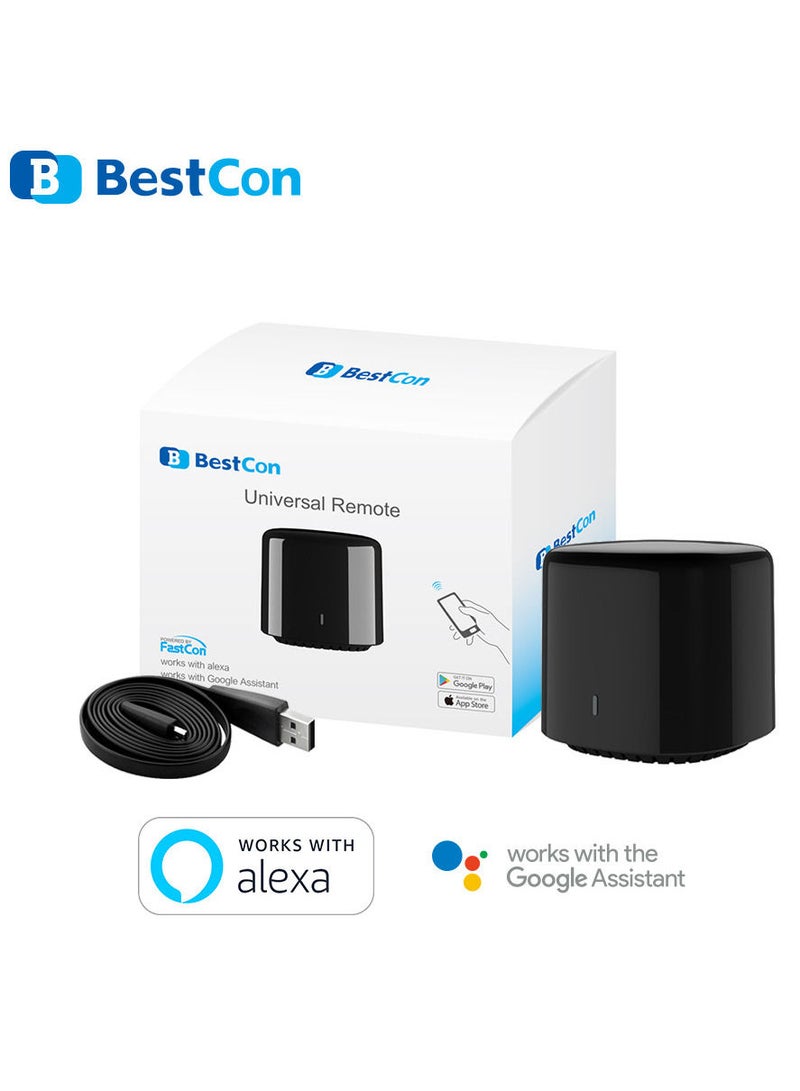 bestcon BroadLink BestCon RM4C Mini IR Black Bean Universal WIFI Remote Controller Infrared Receiver App Control Timer Compatible with Alexa Voice Control - Image 1