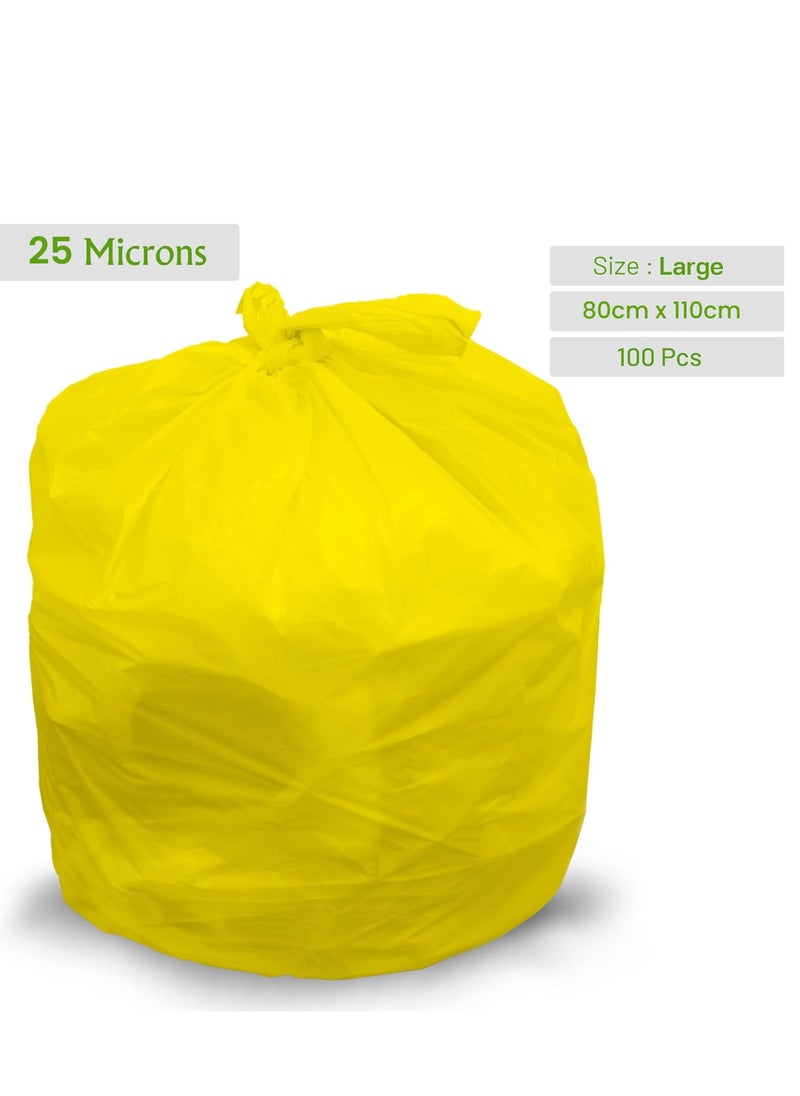 Hi Care Garbage Bag Yellow 80x110cm 25 Micron 100 Bags Heavy Duty Oxo Biodegradable Plastic Bag Large Trash Bags Dustbin Bags Waste Bag Office Bag Strong And Durable Bin Bag Garbage Bag Large  - Image 2