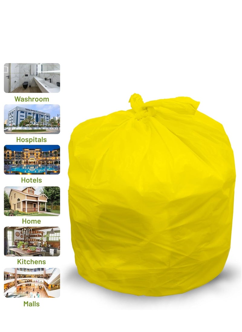 Hi Care Garbage Bag Yellow 80x110cm 25 Micron 100 Bags Heavy Duty Oxo Biodegradable Plastic Bag Large Trash Bags Dustbin Bags Waste Bag Office Bag Strong And Durable Bin Bag Garbage Bag Large  - Image 5