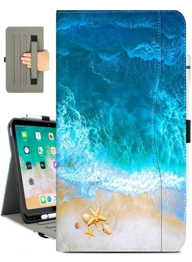 Vimorco for iPad 10th/ (A16) 11th Generation Case, for iPad Case 11th/10th Generation with Pencil Holder/Hand Strap/Pocket, Adjustable Angle,Fit iPad A16 Cover 11th/10th Gen, Ocean Beach - Image 1