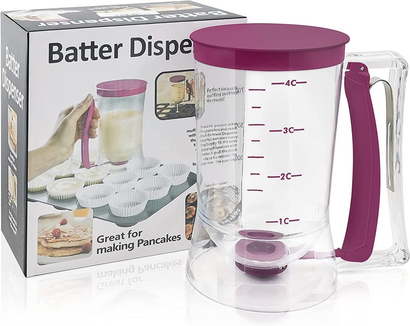 Toparad Pancake Cupcake Batter Dispenser Bakeware Maker with Measuring Label Perfect Baking Tool for Cupcakes Waffles Muffin Mix Cake or Any Baked Goods