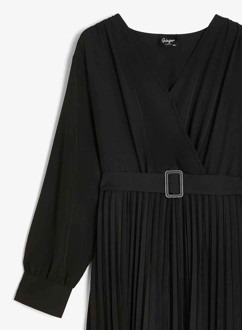 Ginger Plus Wrap Around Pleated A Line Dress - Image 5