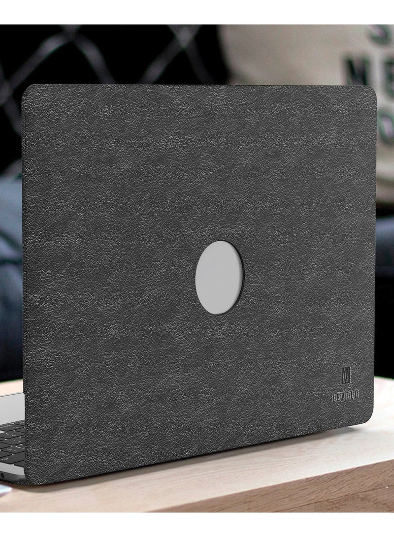 ليفيلو ماك بوك برو 16 بوصة من جلد جنيف / قاعدة سفلية من الجلد والسيليكون / رفيع للغاية وخفيف الوزن / فتحات دقيقة - أسود - Image 2