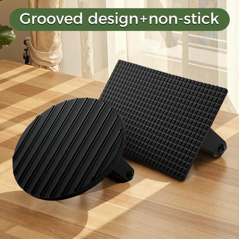 XUDAKAIXIN Cast Iron Smash Burger Press (2PCS),Grill Bacon Meat Press Tool,Perfect for Blackstone, Camp Chef, Weber Grills & Indoor Griddles â€“ BBQ & Cookout Must-Have (Round & Rectangle -Grooved) - Image 5
