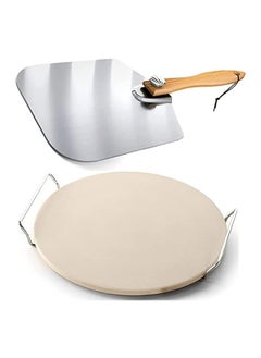 erorex Pizza Stone with Pizza Peel, Pizza Stone Set for Oven and Grill,33CM Round Durable and Safe Baking,2Pcs Pack  - Image 1