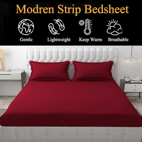 FRESH FROM LOOM Microfiber Modern Wrinkle Resistant|Soft Skin Safe|Breathable King Size Flat Bedsheets|Hotel & Home|Double Bedsheet Set With 2 Pillow Covers 144 TC (108X108 Inches Maroon) - Image 5