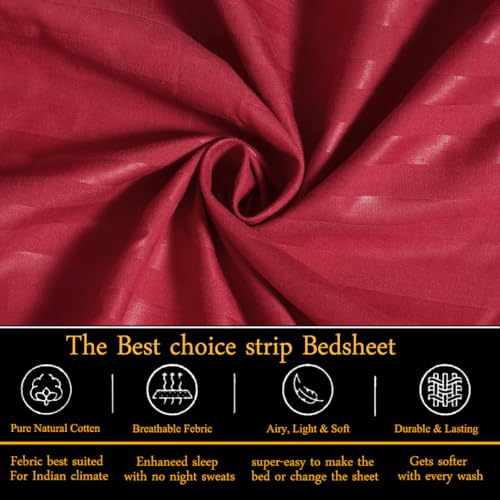 FRESH FROM LOOM Microfiber Modern Wrinkle Resistant|Soft Skin Safe|Breathable King Size Flat Bedsheets|Hotel & Home|Double Bedsheet Set With 2 Pillow Covers 144 TC (108X108 Inches Maroon) - Image 3