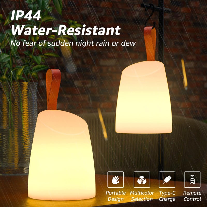 uuffoo 2 Pack Portable Outdoor Table Lamp LED Camping Lantern, Rechargeable Table Lamp with Remote, RGB & Warm White, IP44 Water-Resistant, Timer & Memory, Hanging Lantern for Patio, Garden, Camping - Image 4