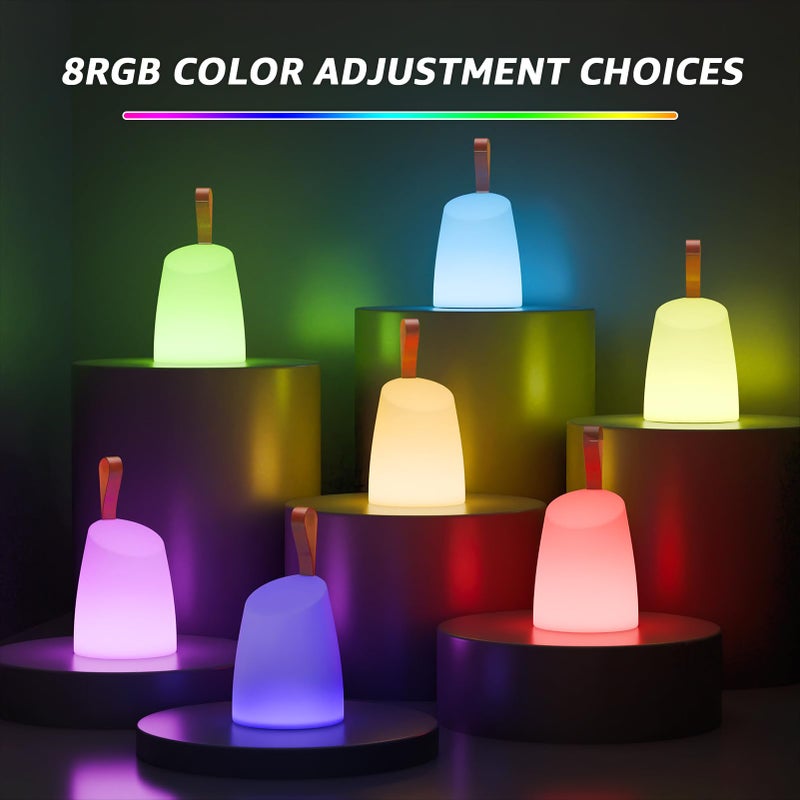 uuffoo 2 Pack Portable Outdoor Table Lamp LED Camping Lantern, Rechargeable Table Lamp with Remote, RGB & Warm White, IP44 Water-Resistant, Timer & Memory, Hanging Lantern for Patio, Garden, Camping - Image 5