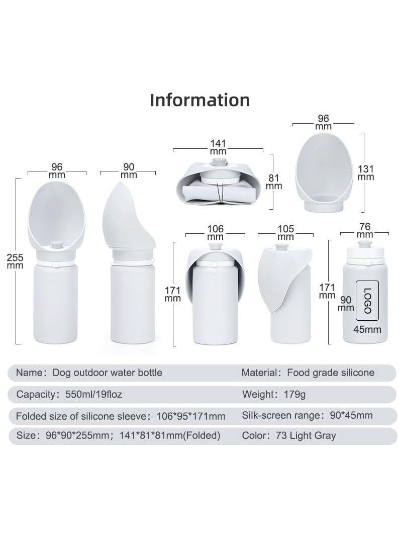 Portable Silicone Dog Water Bottle, 19oz/550ml Travel Dog Water Bottle, Lightweight & Foldable Dog Water Bottle, Leak Proof Dog Water Bottle with Dispenser for Outdoor Walking, Hiking, Travel - Image 3