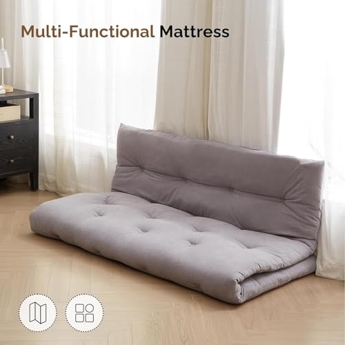 Deevine Craft Quilt Cotton Floor Mattress, Foldable Movable Rollable Single Bed Mattress, Quilted Tufted Design, 30x72x5 Inches (Grey) - Image 4