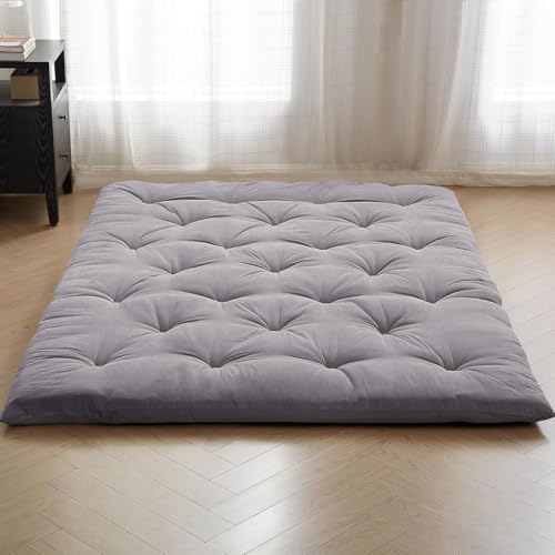 Deevine Craft Quilt Cotton Floor Mattress, Foldable Movable Rollable Single Bed Mattress, Quilted Tufted Design, 30x72x5 Inches (Grey) - Image 2
