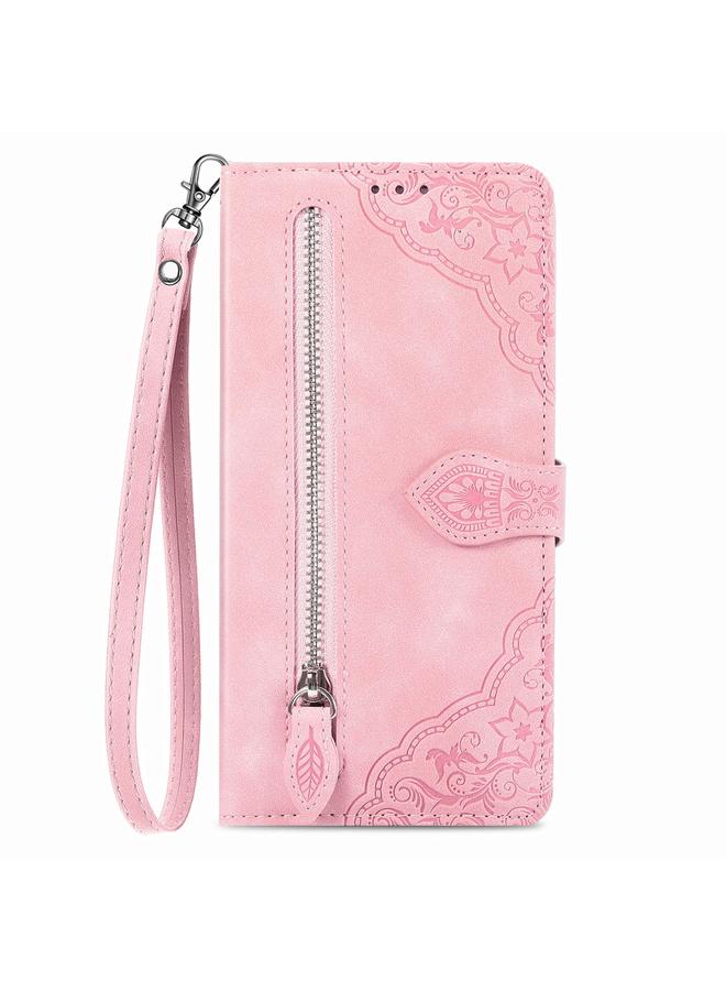 S-TOP Case For Samsung Galaxy A36 5G Embossed Flower Zipper Leather Phone Case - Image 2