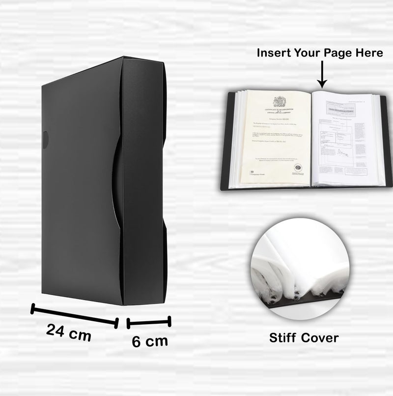 Arpan A4 Presentation Display Book - File Folder with 150 Pockets 300/Sides - Storage Case Portfolio Folder with Plastic Sleeves - Poly Pocket Folder - by (Black) - Image 1