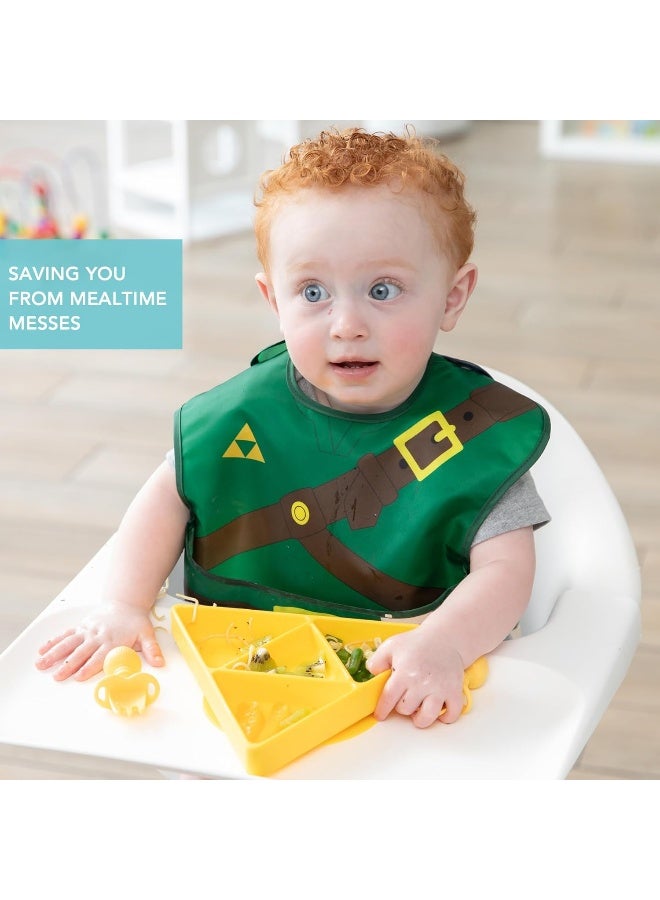 Bumkins Nintendo Bibs for Girl or Boy, SuperBib with Cape for Baby and Toddler 6-24 Months, Essential Must Have for Eating, Feeding, Baby Led Weaning Supplies, Mess Saving Catch Food, Legend of Zelda - Image 3