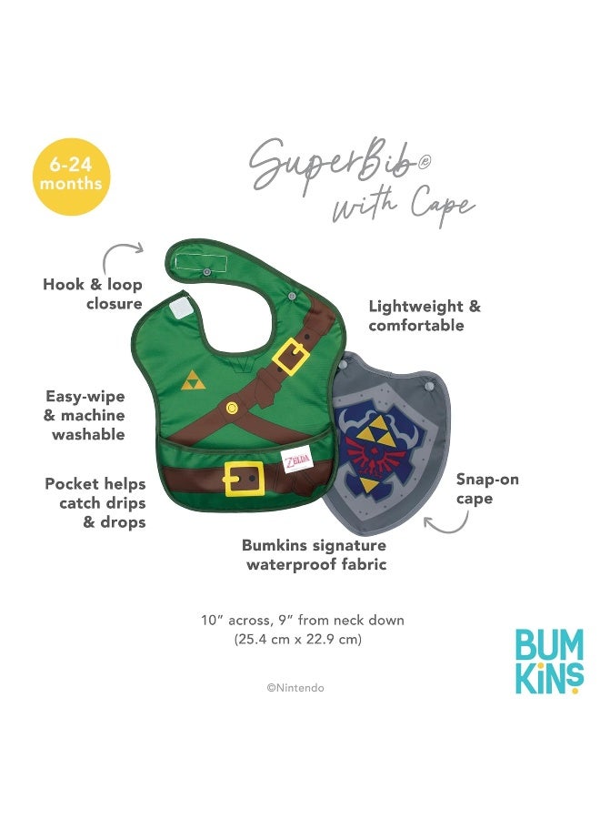 Bumkins Nintendo Bibs for Girl or Boy, SuperBib with Cape for Baby and Toddler 6-24 Months, Essential Must Have for Eating, Feeding, Baby Led Weaning Supplies, Mess Saving Catch Food, Legend of Zelda - Image 5