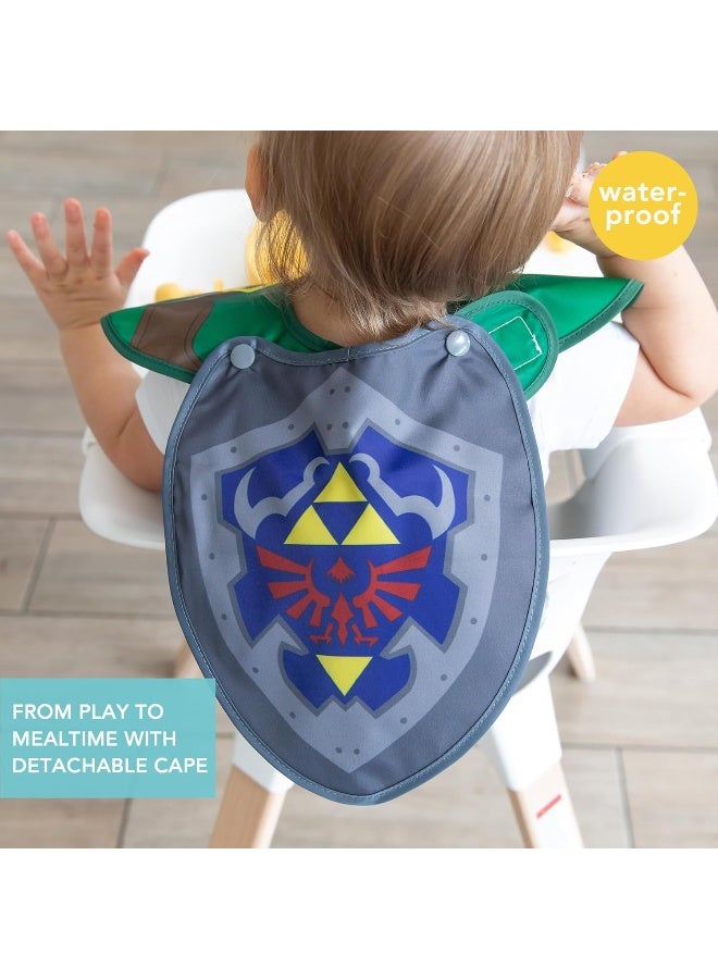 Bumkins Nintendo Bibs for Girl or Boy, SuperBib with Cape for Baby and Toddler 6-24 Months, Essential Must Have for Eating, Feeding, Baby Led Weaning Supplies, Mess Saving Catch Food, Legend of Zelda - Image 2