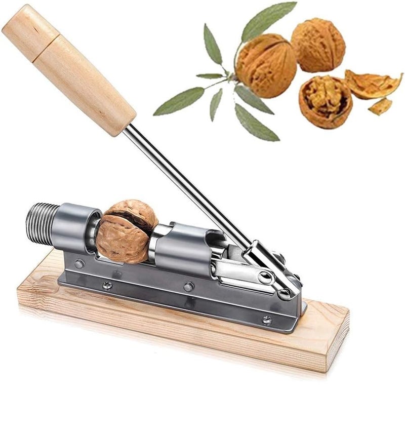 Toriox Heavy Duty Pecan Nut Cracker Tool Wood Handle Base for Walnuts Chestnuts Almonds Pecans Hazelnuts Good Grips Kitchen Utensils
