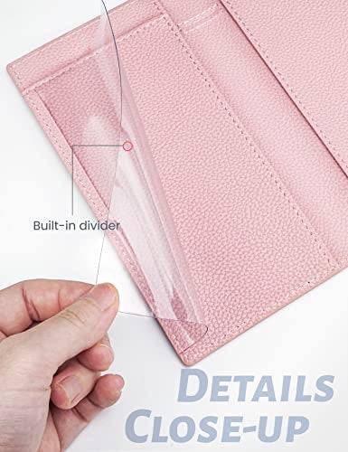Yarnic Checkbook Cover for Personal Checkbook, Checkbook Holder with Pen Holder & Built-in Clear Plastic Divider for Duplicate Checks (Baby Pink) - Image 4