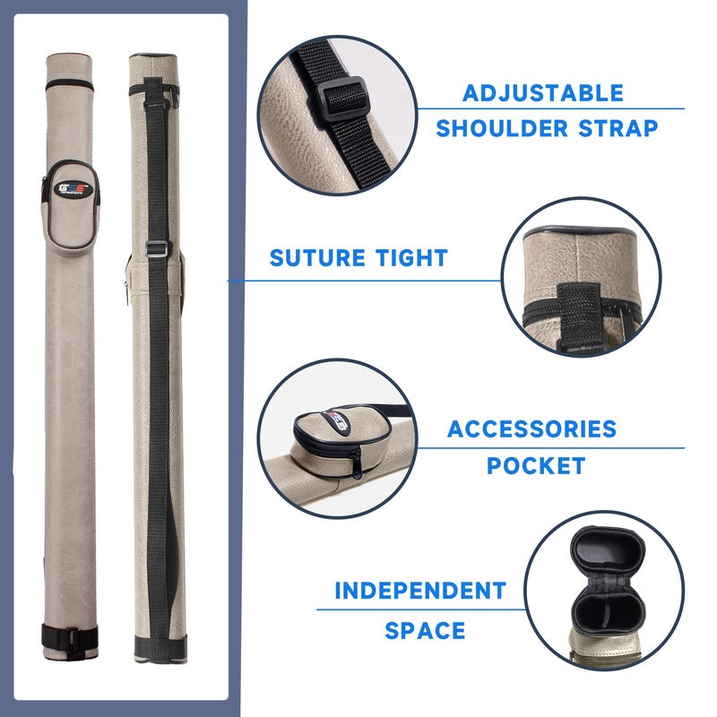 GSE Games & Sports Expert Billiard Cue Cases, 1x1 Deluxe Hard Billiard Pool Cue Stick Carrying Case, Pool Billiards Accessories (Grey) - Image 2