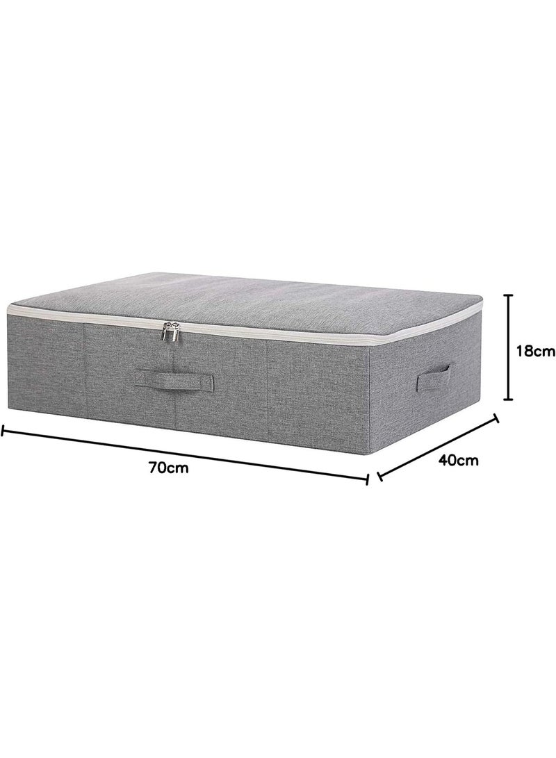 Three-side Zipper Cover Basket Collapsible Under-bed Storage Box for Blankets Duvets Comforters etc Dark Gray - Image 2