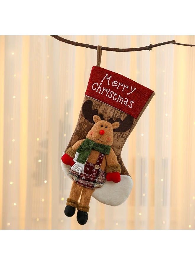 3 قطع من أكياس هدايا عيد الميلاد على شكل جوارب وأكياس هدايا مزخرفة على شكل جورب وأكياس هدايا حفلات العطلات وعيد الميلاد - Image 4