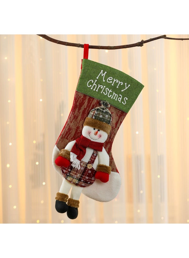 3 قطع من أكياس هدايا عيد الميلاد على شكل جوارب وأكياس هدايا مزخرفة على شكل جورب وأكياس هدايا حفلات العطلات وعيد الميلاد - Image 2