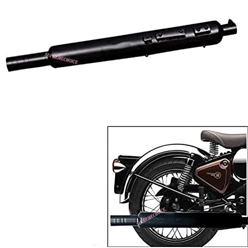 Supremechoice Bike SLM7 Silencer Bullet Exhaust Customized Long Bottle Bada Punjab Dholki Black Bike Exhaust With Zed Clamp & Bush for Royal Enfield Bullet Classic 350 - Image 4