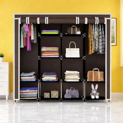 Whitecloud TRANSFORMING HOMES 12-Shelf Collapsible Wardrobe – Portable Foldable Purple Almirah with Plastic Frame, Fancy Layer Rack for Clothes Organizer (Model 88370) - Image 2