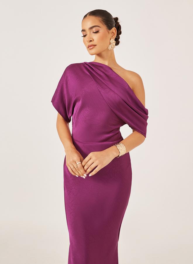 ستايلي فستان ماكسي بتصميم ذاتي بكتف واحد - Image 3