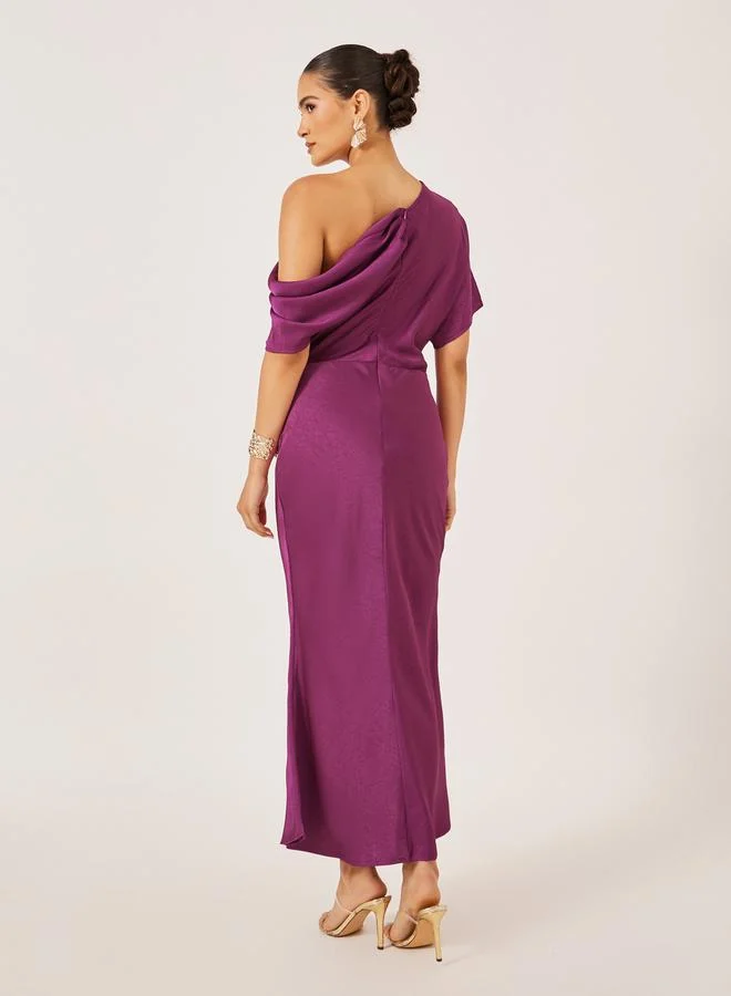 Styli Self Design One Sleeve Mermaid Maxi Dress