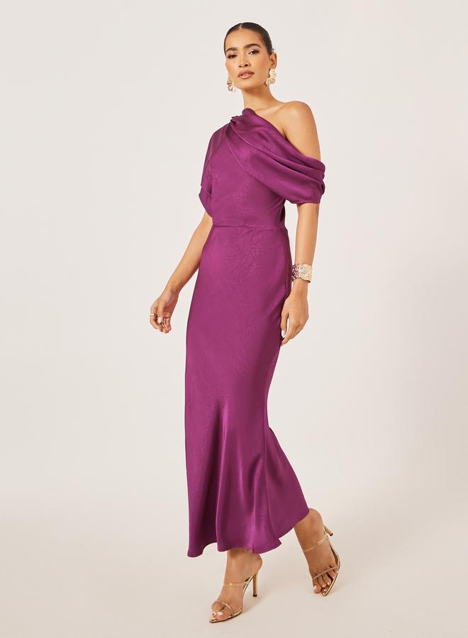 ستايلي فستان ماكسي بتصميم ذاتي بكتف واحد - Image 1