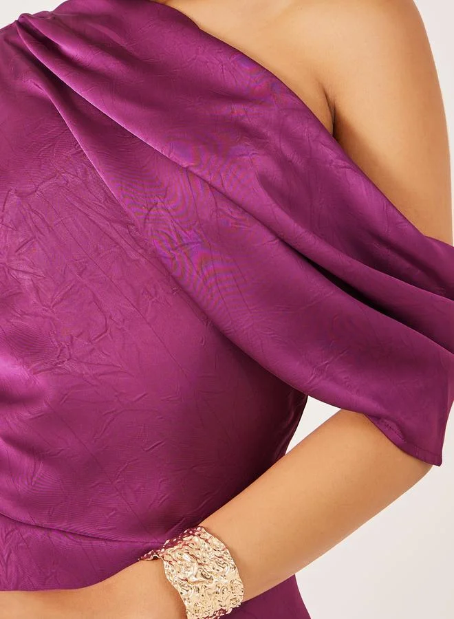 Styli Self Design One Sleeve Mermaid Maxi Dress