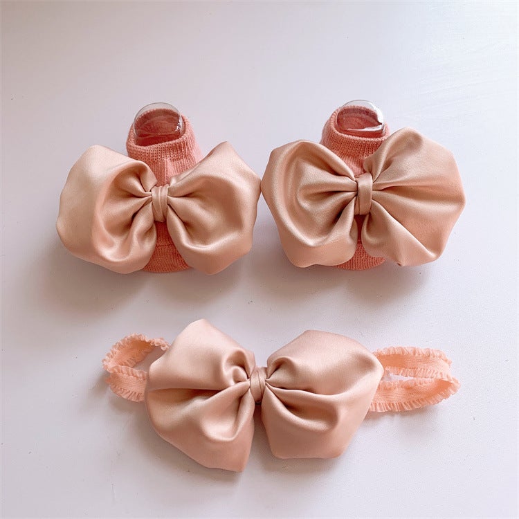 Generic Baby Princess Headband Socks Set Gift Pink/fabric large bow (bag) 