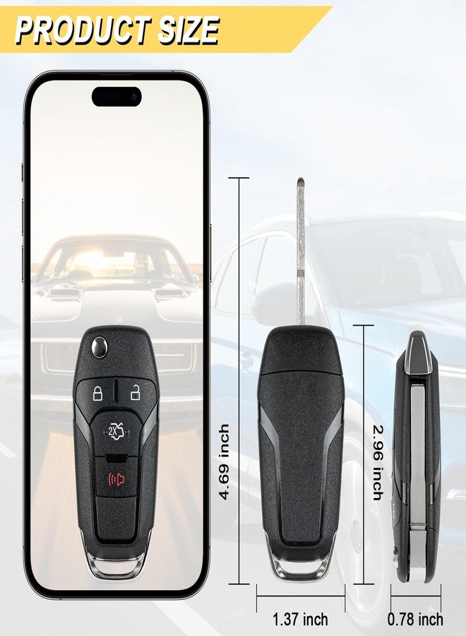 Vurkcy Key Fob Replacement for Ford Fusion 2013 2014 2015 2016 Keyless Entry Remote Control N5F-A08TAA 164-R7986 5924003 315Mhz 4 Button - Image 4