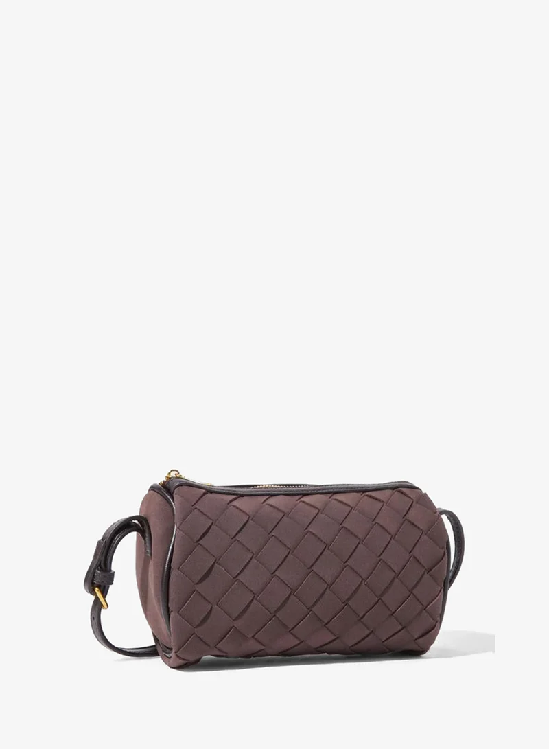 Coffee Brown Woven Saddle Bag