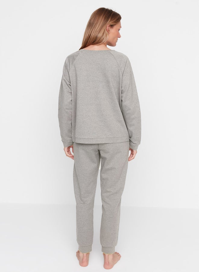 trendyol Pajama Set - Gray - Solid Color  - Image 5